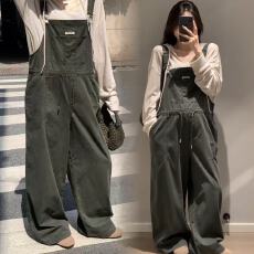 2026新款有货孕妇牛仔军绿色背带裤