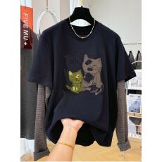 批发原版加厚磨毛面料 大码240斤卡通印花<b class='q'>假两件</b>磨毛长袖T恤