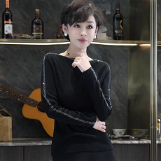 批发烫钻一字领<b class='q'>长袖</b>打底衫女2025秋冬季修身显瘦百搭<b class='q'>长袖</b><b class='q'>T</b><b class='q'>恤</b>