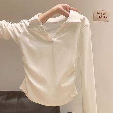 批发纯棉40支210克（92%棉8%氨纶）<b class='q'>长袖</b><b class='q'>T</b><b class='q'>恤</b>女polo领上衣