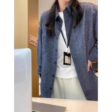 批发原版面料 240斤蓝色格子磨毛<b class='q'>衬衫女</b>秋冬新款宽松<b class='q'>长袖</b>衬衣上衣