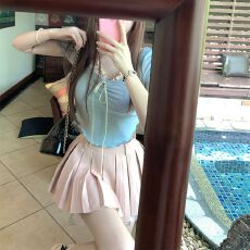 莫代尔面料 260克  短款修身撞色上衣