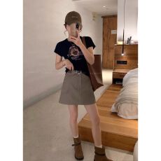 纯棉40支220克92%棉8%氨纶正肩短袖T恤女印花