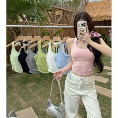 批发【2*2人棉】运动<b class='q'>内衣</b>镂空透气美背瑜伽锻炼文胸一体式背心