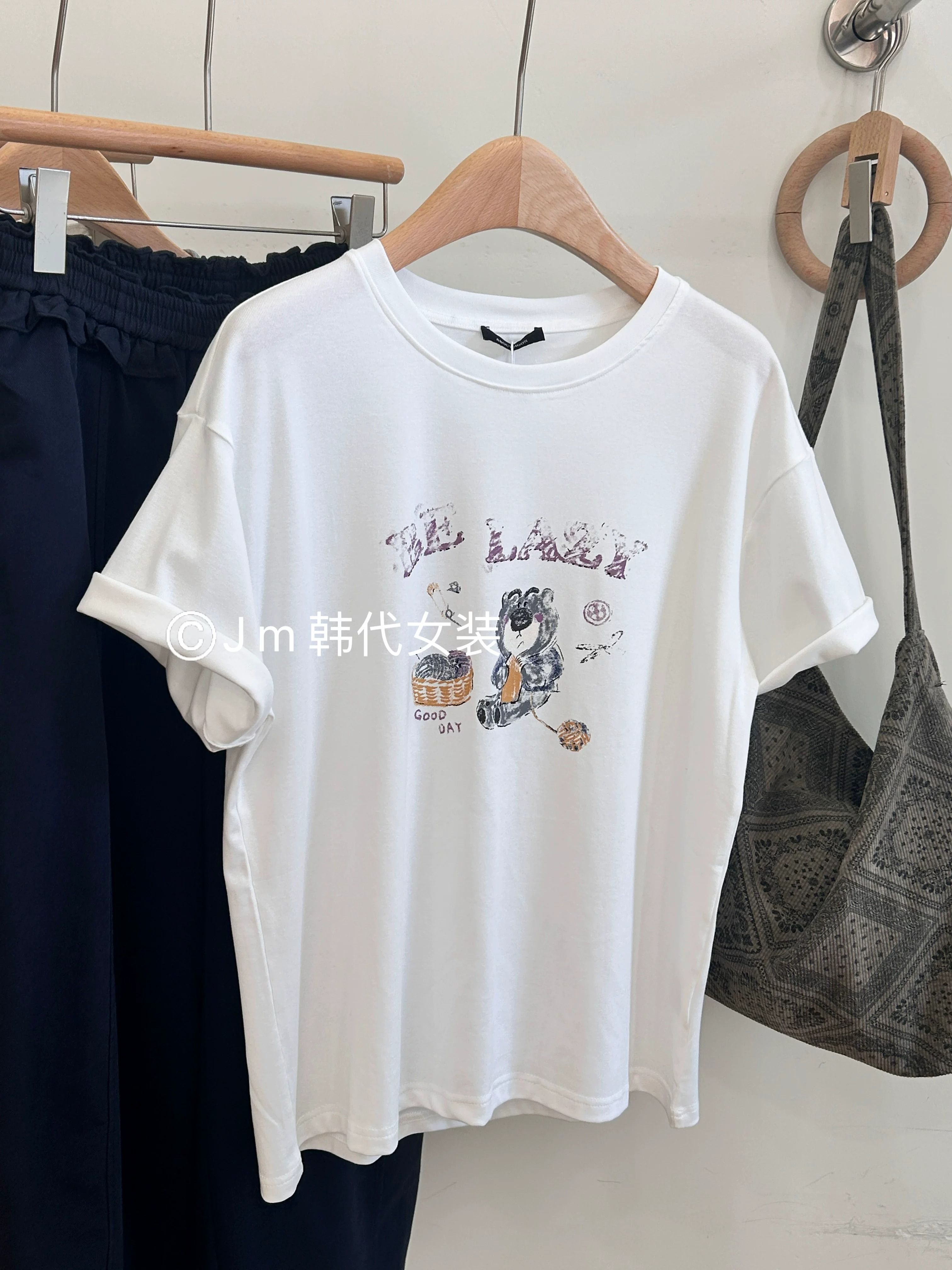 있음 선적 여름 드레스 반팔 티셔츠 여성 한국 스타일 빅 사이즈 루즈핏