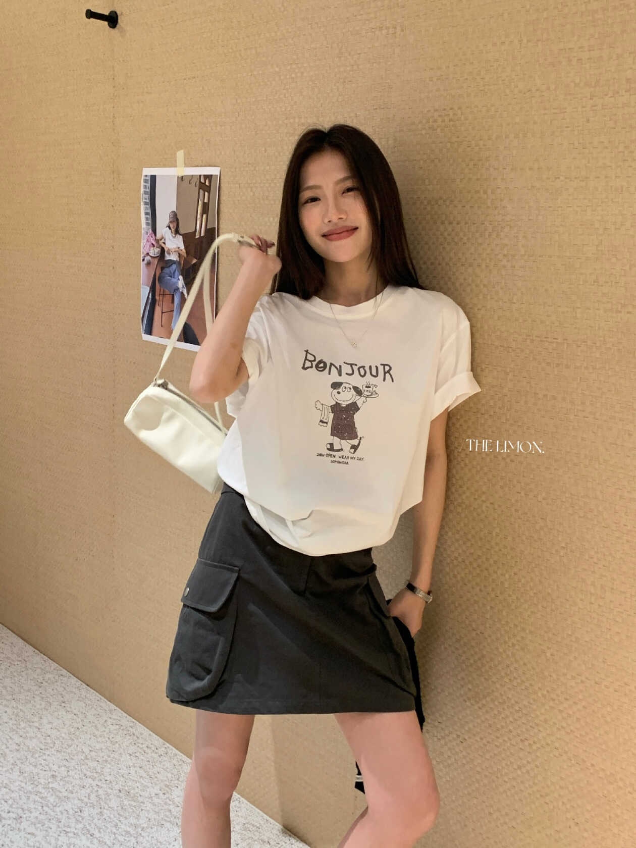 있음 선적 한 부서 미니멀리즘 캐주얼 다용도 루즈핏 귀여운 강아지 프린트 순면 라운드 넥 반팔 티셔츠
