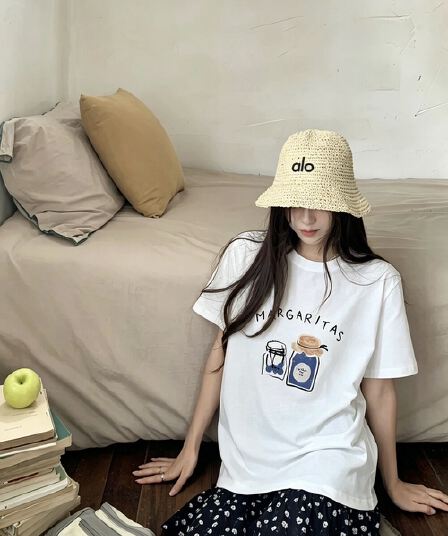있음 선적 한 부서 캐주얼 다용도 미니멀리즘 ins 바람 프린트 순면 라운드 넥 반팔 티셔츠
