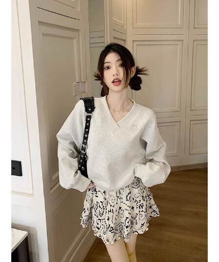 후아 면 복합 우유 실크 cvc 면 300 그램 쇼트 스타일 후드티 루즈핏