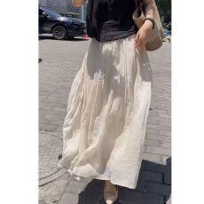 批发温柔系休闲半身裙女<b class='q'>夏季</b>新款大码胖mm高腰遮肉显瘦中长款直筒裙
