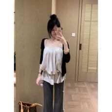 批发【沙面平纹麻+人棉】法式亚麻<b class='q'>吊带</b><b class='q'>背心</b>女夏季外穿收腰无袖上衣