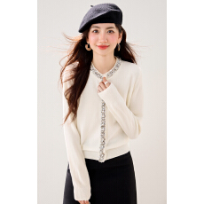 实拍◆有◆针织长袖秋冬2025新款软糯绵羊绒保暖钉钻开衫上衣