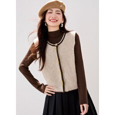 实拍◆有◆小香风圆领针织马甲背心秋冬叠穿半高领打底衫两件套女