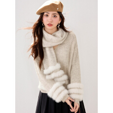 批发实拍◆有◆高级感毛毛条围巾毛衣女秋冬穿搭套头V领加厚<b class='q'>针织</b>衫