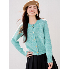 批发实拍◆有◆韩系浅蓝圆领软糯<b class='q'>针织</b>开衫女宽松减龄毛衣<b class='q'>外套</b>长袖上衣