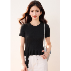 批发实拍◆有◆卡通小狗刺绣短袖针织开衫女2026夏季薄款冰丝上衣