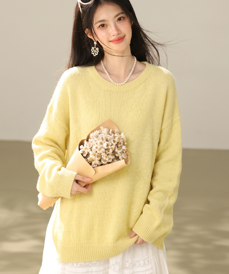 실사 있음 솜 구름 얕은 읽기 가을 부드러운 바람 라운드 넥 부드러운 찹쌀 다용도 스웨터 여자