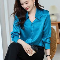 批发<b class='q'>衬衫</b>女款<b class='q'>衬衣</b>2025新款秋高级感 轻奢减龄洋气尖v领设计感高端上衣
