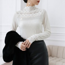 批发秋冬新款精致长袖<b class='q'>蕾丝</b>衫气质收腰型烫钻水溶<b class='q'>蕾丝</b>上衣女