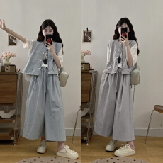 批发实拍<b class='q'>大码</b>韩版时尚显瘦无袖叠穿马甲休闲通勤百搭裤裙内搭三件套