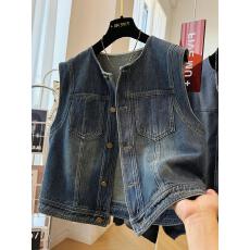 批发深圳南油清仓捡漏2025早秋复古水洗蓝牛仔马甲女春秋无袖坎肩