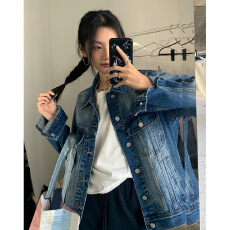 批发复古<b class='q'>牛仔</b>外套女2025秋季新款韩系时髦翻领宽松休闲水洗夹克上衣潮