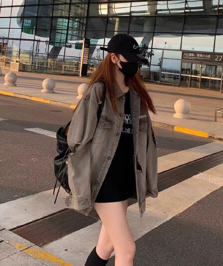 아메리칸 레트로 디자인 센스 작은 대중 찢어진 부분 데님 여성 코트 봄 가을 루즈핏 BF 바람 높음 거리 조수 브랜드 재킷 맨위