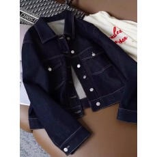 批发复古明线撞色工装<b class='q'>牛仔</b>外套女春秋薄款小个子显瘦短款bf风学生上衣