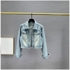 批发短款<b class='q'>牛仔</b>外套女2026年春季新款小个子修身显瘦ins港风夹克上衣潮