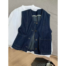 批发牛仔马甲女款时髦洋气夏季薄款小个子设计感无袖坎肩背心马夹上衣