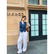 批发法式v领牛仔马甲背心女夏季设计感小众修身收腰显瘦叠穿内搭上衣