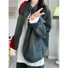 批发古着vintage<b class='q'>牛仔</b>薄外套春装女款2026年新款宽松休闲百搭<b class='q'>夹克</b>开衫