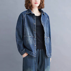 批发韩版休闲简约气质短款牛仔夹克女装夏季大码上衣宽松<b class='q'>显瘦</b>纯色<b class='q'>外套</b>