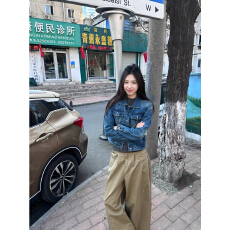 批发复古短款蓝色<b class='q'>牛仔</b>外套女春秋季2025新款设计感休闲百搭夹克<b class='q'>牛仔</b>衣