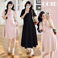 批发实拍现现～孕妇装2026新款polo领简约气质<b class='q'>连衣裙</b>遮肉显瘦宽松裙子