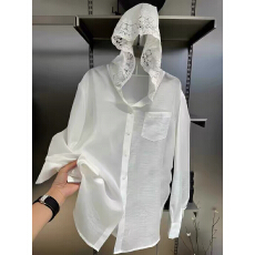 批发2026夏季新款蕾丝连帽衬衣女<b class='q'>防晒</b>薄款长袖宽松开衫<b class='q'>外套</b>上衣