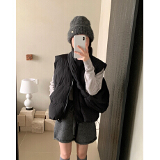 批发实拍 秋冬保暖 加厚羽绒棉<b class='q'>马甲</b> 韩版休闲棉背心 配包包