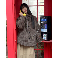 批发实拍 羊卷毛双排扣外套   皮毛一体 立领中长款大衣