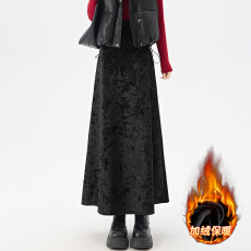 批发高腰时尚丝绒半身裙子女秋冬2025极简风中长<b class='q'>包臀</b>a字加绒加厚<b class='q'>长裙</b>