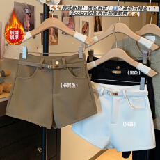 批发黑色<b class='q'>短裤</b>女秋冬季外穿配靴子的毛呢冬季<b class='q'>高腰</b>小个子a字版加厚遮肉