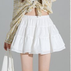 批发实拍 法式白色蛋糕a字半身裙女夏季甜美高腰显瘦百搭短裙子