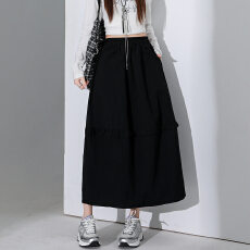 批发实拍高级气质半身裙长款女春夏小个子高腰遮胯大摆伞裙子a字长裙