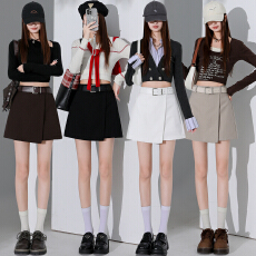 批发实拍 西装半身裙<b class='q'>女</b>2026春季新款高级不规则高腰显瘦A字短裤裙裤<b class='q'>女</b>