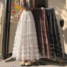 批发木耳边纱裙高级感花边半身裙2026春季新款网纱蛋糕大摆蓬蓬裙仙女