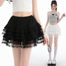 批发实拍<b class='q'>白色</b>蕾丝安全裤女夏款防走光半身裙宽松a字高腰显瘦短裙镂空