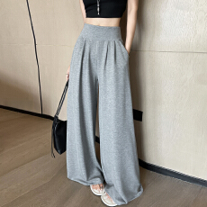 批发灰色凉凉<b class='q'>裤</b>夏季薄款女2026新款高腰垂感<b class='q'>显瘦</b>休闲冰丝阔腿<b class='q'>裤</b>子