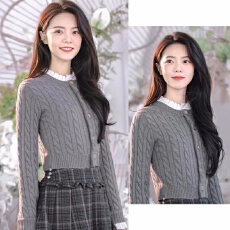 批发骄阳似我赵今麦聂曦光同款木耳边领修身打底麻花针织毛衣潮