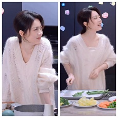 批发骄阳似我赵今麦聂曦光同款V领镂空针织衫温柔风宽松百搭毛衣