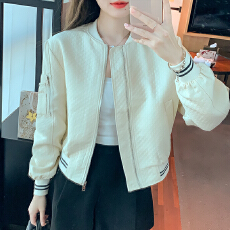 批发白色棒球服女士<b class='q'>短外套</b>新款2026年爆款春秋季休闲小香风夹克薄宽松