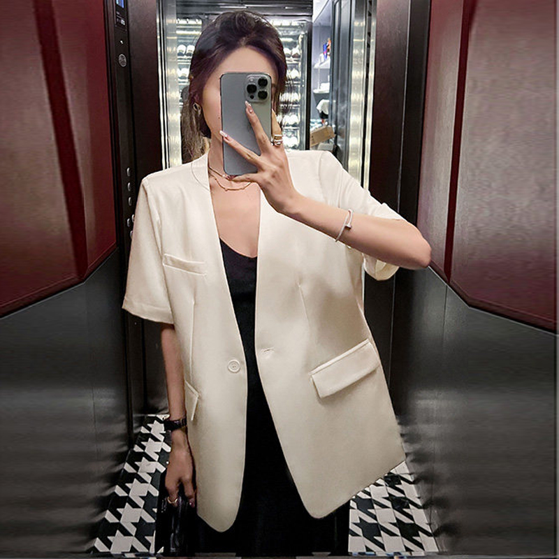 RY4171# 短袖西装外套女薄款2026夏季新款韩版宽松休闲夏天气质小西服上衣