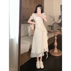 批发实拍~大码<b class='q'>女</b>装韩系甜美法式短袖<b class='q'>连衣裙</b>夏季收腰显瘦气质仙<b class='q'>女</b>裙子